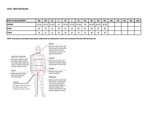 Mens Leather Chaps with Zippered Thigh Pockets (Medium) Black