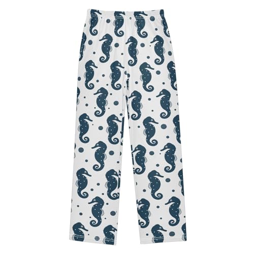 ZZXXB Hippocampus Polka Dot Boys Long Pants Soft Trousers Elastic Waist Kids Lounge Bottoms with Pockets S-XL