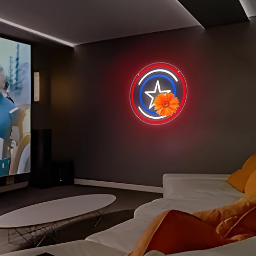 Image of Anime Neon Signs for Wall Decor Anime Shield LED Light for Boys Bedroom Cool Light Up Signs Decor for Man Cave Game Room Bar Club Cool Gifts for Men Kids Boys Movie Fans,Size 13.4 * 13.4 in(FMXD133)