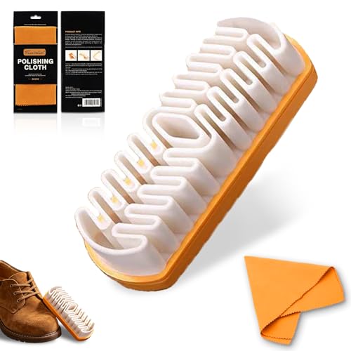 Claemtun 3PCS Suede Brush and Eraser Set, Soft rubber suede cloth, Suede Shoes Cleaner with Microfiber Shoe Cloth, Suede Cleaning Kit with Soft Brush&Stain Eraser for Shoes, Bags, Jacket, Purse, Sofa