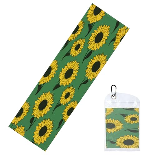 Toallas refrescantes de girasoles amarillos en verde para cuello y cara, 40 x 12 pulgadas, trapos suaves y transpirables, para deportes, yoga, golf, gimnasio