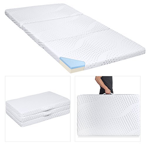 Best Choice Products Portable 3in Twin Size Tri-Folding Memory Foam Gel Mattress Topper w/ Removable Cover