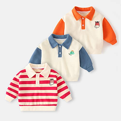 Toddler Boys Girls Long Sleeve Polo Shirt Baby Color Block Pullover Sweatshirt Fall Winter Cotton Clohes Top4