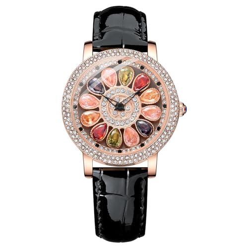 Montre pour femme Avaner avec bracelet cuir étanche et cadran strass