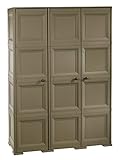 Résistant aux rayons UV Tontarelli Armoire 3 Portes 4 modules, Plastique, wengé, 118 x 47 x 164 cm