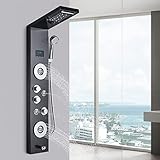 Edelstahl Duschpaneel LED Duschsystem mit 4 Massagedüsen und Temperaturanzeige Duschsäule mit Handbrause