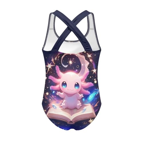 Image of WELLFLYHOM Girls Bathing Suits Size 5-14 One Piece Cross Back Swimsuit Sleeveless Full Coverage Swimwear for Beach Swimming