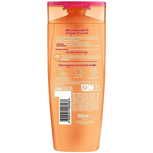 L'Oréal Paris, Rebuilding Shampoo for Long Hair, Repaired Lengths, Enriched with Vegetable Keratin + Vtamine + Castor Oil - Image 2