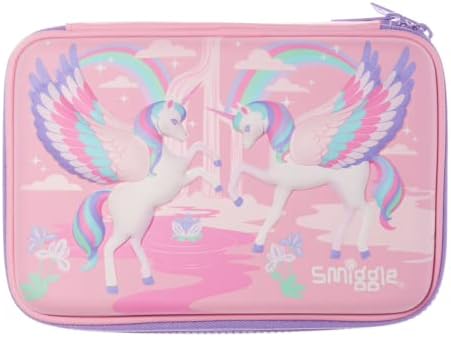 Smiggle Pencil Case 3D Hardtop Single Compartment ('Lively' Pink Unicorns)