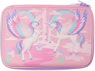 Smiggle Pencil Case 3D Hardtop Single Compartment ('Lively' Pink Unicorns)