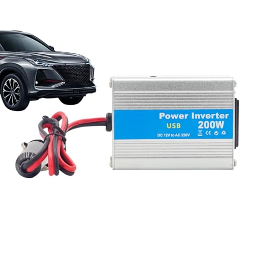 Inverter de a AC para Car, Inverter de automóvil de a AC,Convertidor de Salida de Autos de 200W | Convertidor de Salida automática de AC DC 12V a 220V AC rápido para Acampar al Aire Libre