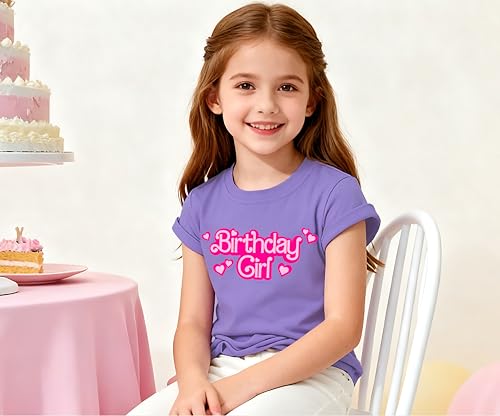 Image of YHHR Birthday Girl Shirt 5-12 Years Kids Birthday Party Shirts Letter Top | Soft Skin-Friendly Kids Crewneck Short Sleeve Tee,Comfy Regular Fit , Perfect Birthday Party Outfit ,Lovely Birthday Gift