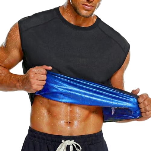 Everfion Mens Sauna Shirt Sleeveless Sauna Suit for Men Waist Trainer Heat Trapping Sweat Vest Compression Tank Top
