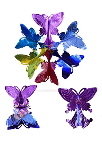 Image of Premium Folding Paper Hanging Star Chandeliers Garland (Multicolour) (Big Butterfly Star, Pack of 12)