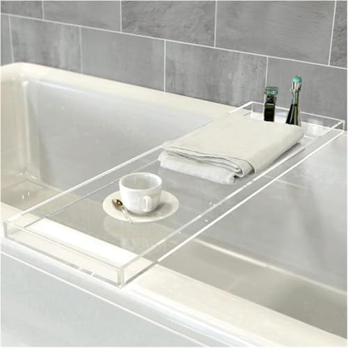 Bandeja transparente para bañera, estante ancho de acrílico para libros, bebidas, teléfono, organizador flotante impermeable para relajación en el baño y tiempo de spa