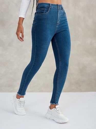 Image of Dolce Crudo Women's Skinny High Rise Bleached Cropped Stretchable Denim Jeans