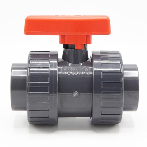 PVC-Kugelhahn I 50mm I 1 1/2 Zoll I für Klebemuffen und Fittinge I Absperrhahn 2-Wege I PVC-Rohrverbinder 50mm I Kugelschieber für Pool- und Teichbau I bm116