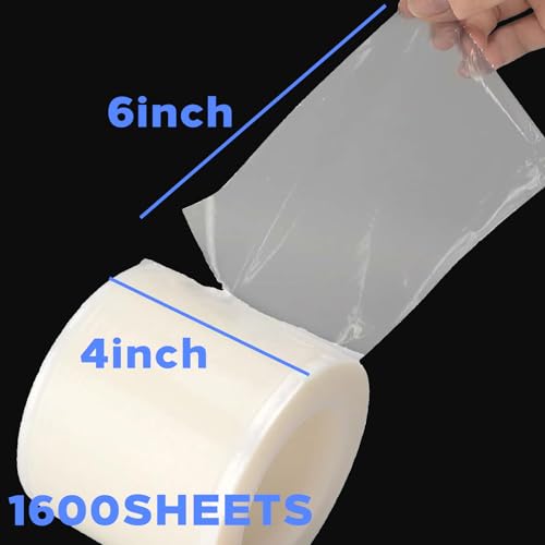 1200 Sheets Barrier Film Roll White- NAQASE 4\"x6\" Protective Dental Barrier Film Adhesive Barrier Tape Sheets - Thumbnail 3