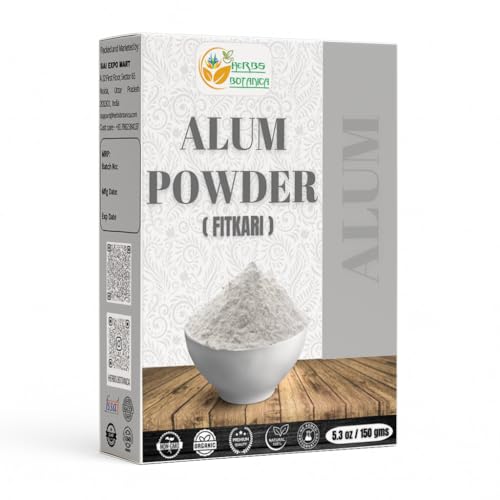 Herbs Botanica Potassium Alum Powder (Fitkari) Pure Granulated Alum for Skin Care Canker Sores Deodorant Alumbre en Polvo Natural Cleansing & Flowers 5.3 oz