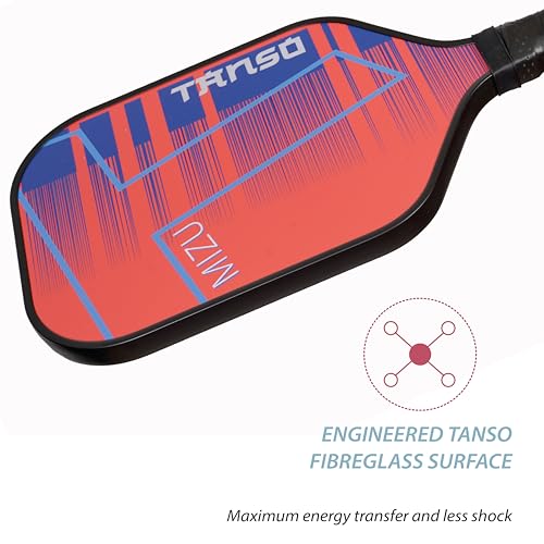 Image of TANSO MIZU Fiberglass Pickleball Paddle with Free Full Cover (230 Grams, Fiberglass Surface with Polypropylene Honeycomb Core) (Coral Orange)