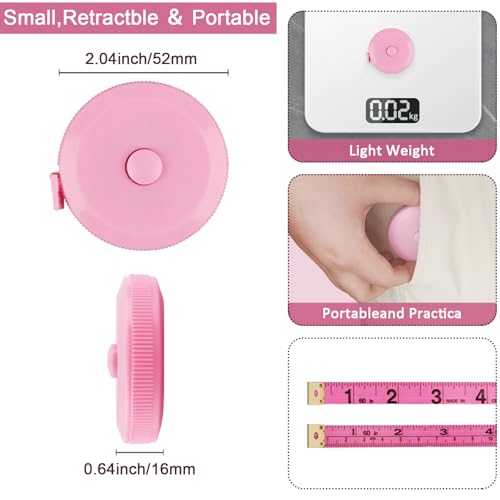 2 Cintas Métricas Retráctiles de 60 Pulgadas Color Rosa miniatura 2
