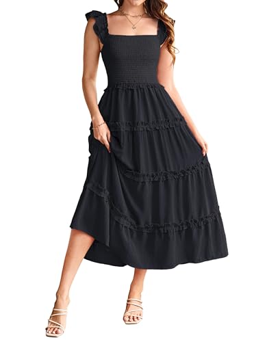 Robe longue ete col carre ideale pour vos promenades et soirees chic