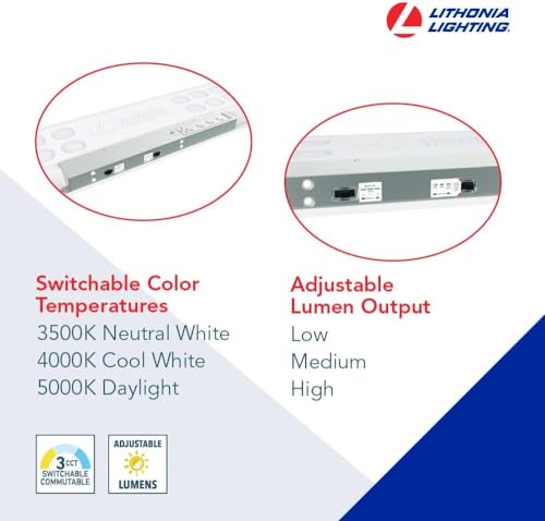 Image of Lithonia Lighting CPX 1x4 LED Flat Panel Light, 1 Ft. x 4 Ft. LED Light Panel, Ceiling Lighting Fixture, 2500 /3200 /4000 Adjustable Lumens, 3500K /4000K /5000K Switchable CCT, Smooth Satin Lens, White