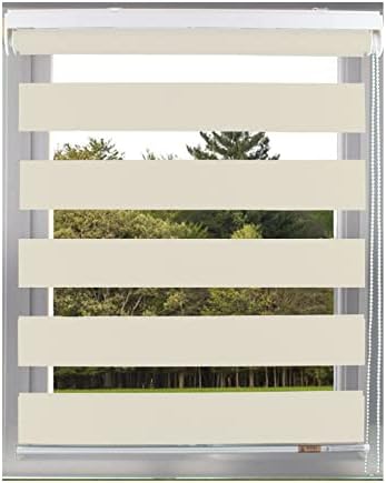Aprica Day and Night Zebra Window or Door Roller Blinds with Child Safety Clips - Double Layer Fabric Elegant Durable and Easy to Clean (White, Width 60cm - Drop 160cm)