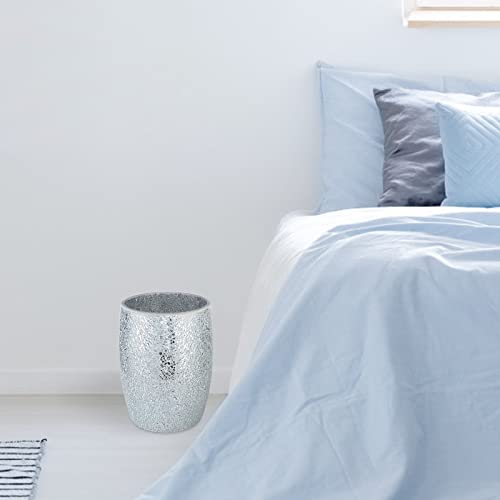 Mdluu Mosaic Glass Wastebasket, Decorative Trash Can For Bedroom, Bathroom, Kitchen, Office (Silver) #TOP5