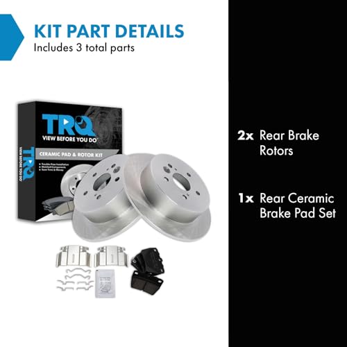 Image of TRQ Rear Brake Pad and Rotor Set Ceramic Compatible with 2004-2005 Toyota RAV4
