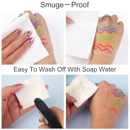 8 Colors UV Neon Night Glow, UV Neon Face Paint Pens, Glow in the Dark Under UV Light Body Painting Kit, for Adults Artist Halloween Christmas Birthday Party