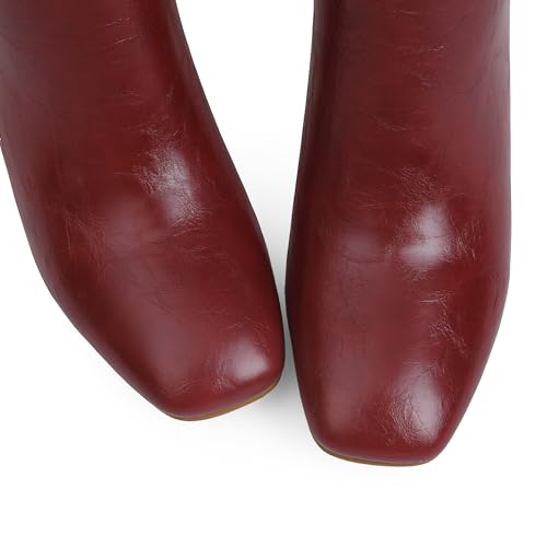 Knee High Boots for Women Square Toe and 3 IN Block Low Heel Boots Buckle Design Womens Fashion Tall Boots4