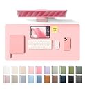 YSAGi Leather Desk Protector, Office Mat, Large Mouse Mat, Non-Slip PU Leather Blotter, Laptop Pad, Waterproof Writing Pad for Office and Home (Light Pink, 23.6' x 13.8')