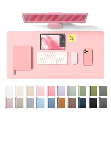 Image of YSAGi Leather Desk Pad Protector, Office Desk Mat, Large Mouse Pad, Non-Slip PU Leather Desk Blotter, Laptop Desk Pad, Waterproof Desk Writing Pad for Office and Home (35.4 inch x 17 inch, Light Pink)