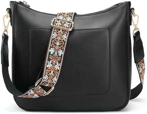Vegan Leather Crossbody Bags for Women,Fashion Shoulder Purse with Adjustable Guitar Strap