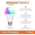 Amazon Basics Smart A19 LED Light Bulb, Color Changing, 9W (60W Equivalent), 800LM, Works with Alexa Only, 2.4 GHz Wi-Fi, No Hub Required, 1 Pack - Image 2