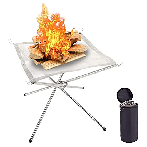 BoloShine Plegable Brasero Exterior, Chimenea Portátil para Acampar al Aire Libre Chimenea de Acero Inoxidable para Campamento Hoguera Ultra Plegable para Jardín Patio Camping Barbacoa Exterior Cover
