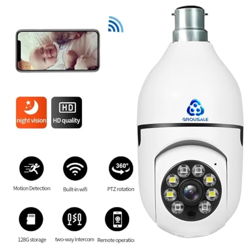 Image of 5MP Wi-Fi CCTV Camera for Home Indoor, 360� Auto Rotation, Color Night Vision, 24 /7 Surveillance, Two-Way Audio, Compatible with All Indian Electric Holders