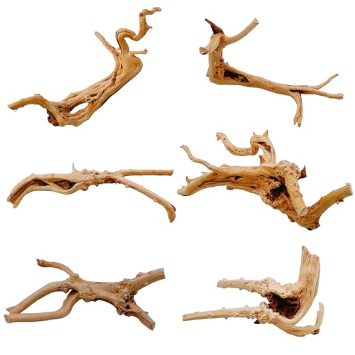 Hamiledyi 6PCS Aquarium Driftwood 6-8in Natural Spider Wood Branches Reptiles Aquarium Fish Tank Decoration Assorted by Hamiledyi - Used condition - US$15.55