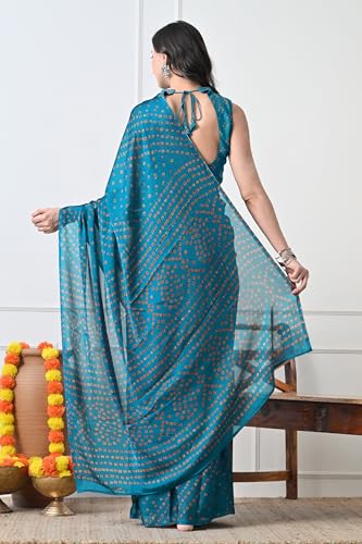 Image of MIRCHI FASHION Saree for Woman Chiffon Georgette Solid with Contrast Border | Lightweight Daily Wear Women's Sari and Printed Blouse Piece