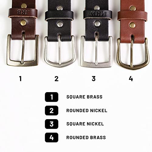 Holtz Leather, Personalized Fine Leather Men's Casual Belt – Square Nickel or Brass Buckle4
