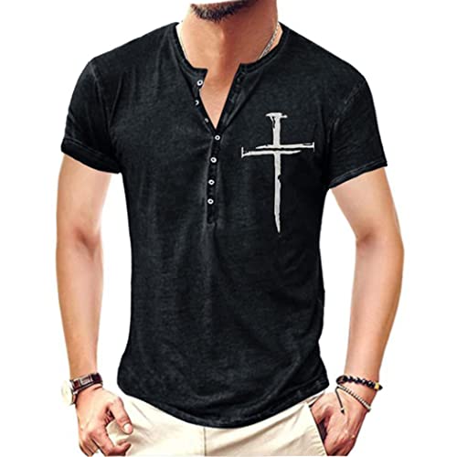 T Shirt Homme 2022 Tshirt Homme à Imprimés Brodés Vintage Tee Shirt Homme Col V Manches Courtes Coupe Standard Streetwear Les Basiques de L'été T-shirts Tops Sweat-shirts Manches Courtes,Noir,L Cover