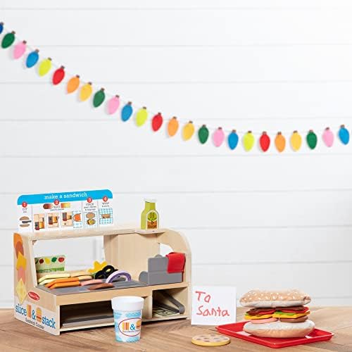 Melissa & Doug Slice & Stack Wooden Sandwich Counter | Wooden Toys | Pretend Play | Play Food | 3+ | Gift for Boy or Girl