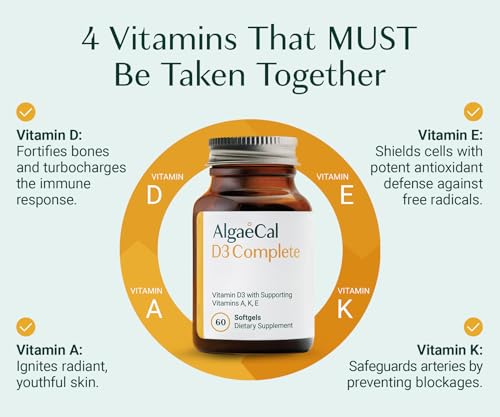 ALGAECAL Vitality Bundle - Free 4-in-1 Vitamin D3 Complete & Plant-Based Calcium with 13 Bone-Supporting Minerals, Clinically Shown to Stop Bone Loss, Immune & Whole Body Wellness