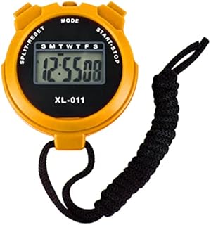 Digital Sports Stopwatch Timer Stopwatch Large Display Interval Training Timer Outdoor Split Stop Watch Lap Timer Digital Calendar Alarm Clock Referee Watch for Training Swimming Running(Yellow)