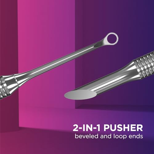 STALEKS PRO Nagelhautschieber Expert 51/2, Professioneller Maniküre Pusher mit abgeschrägtem Schieber und Ring, Edelstahl, sterilisierbar