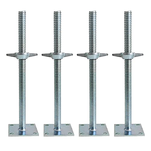 4 pack adjustable leveling jack solid screw jacks with base plate for baker-style scaffolding silver