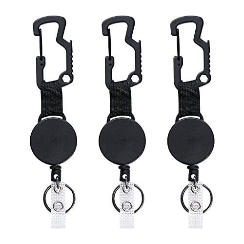 Porte-badge rétractable DELSWIN lot de 3 avec cordon acier 63.5 cm pour clés