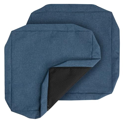 FUNHOME Outdoor Cushion Covers 20 x 20 x 4 inch,Set of 2,Non-Slip Grips Bottom,Replacement Cushion Covers for Garden Patio Furniture Couch Chair,Fade-Resistant Slipcover Only,No Insert(Denim Blue)