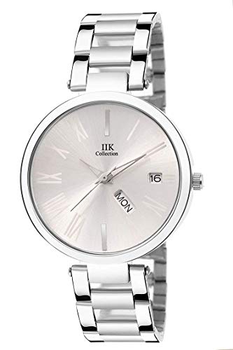Image of IIK COLLECTION Round Dial Stainless Steel Bracelet Chain Analogue Day & Date Functioning Watch For Women And Girls, Dial Color-Assorted